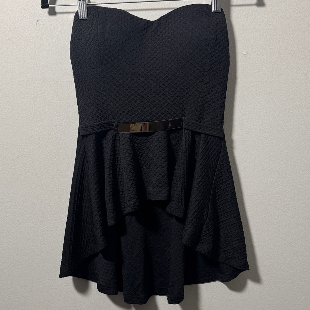 Black Strapless shirt with gold detail
